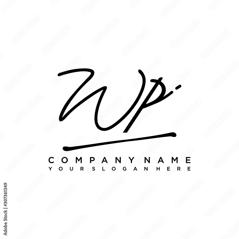 WP initials signature logo. Handwriting logo vector templates. Hand drawn Calligraphy lettering Vector illustration. WP initials signature logo. Handwriting logo vector templates. Hand drawn Calligraphy lettering Vector illustration.