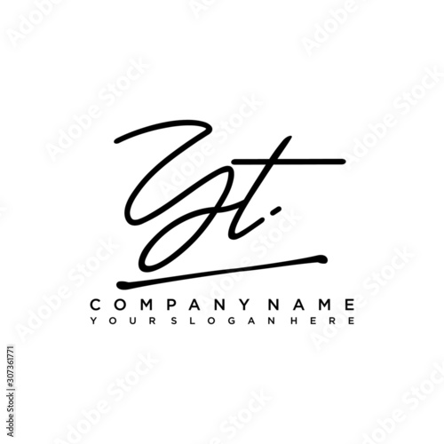 YT initials signature logo. Handwriting logo vector templates. Hand drawn Calligraphy lettering Vector illustration.