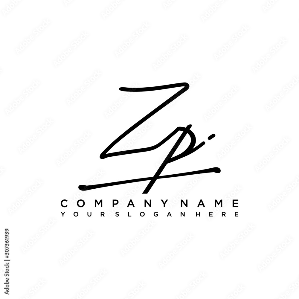 ZP initials signature logo. Handwriting logo vector templates. Hand drawn Calligraphy lettering Vector illustration.