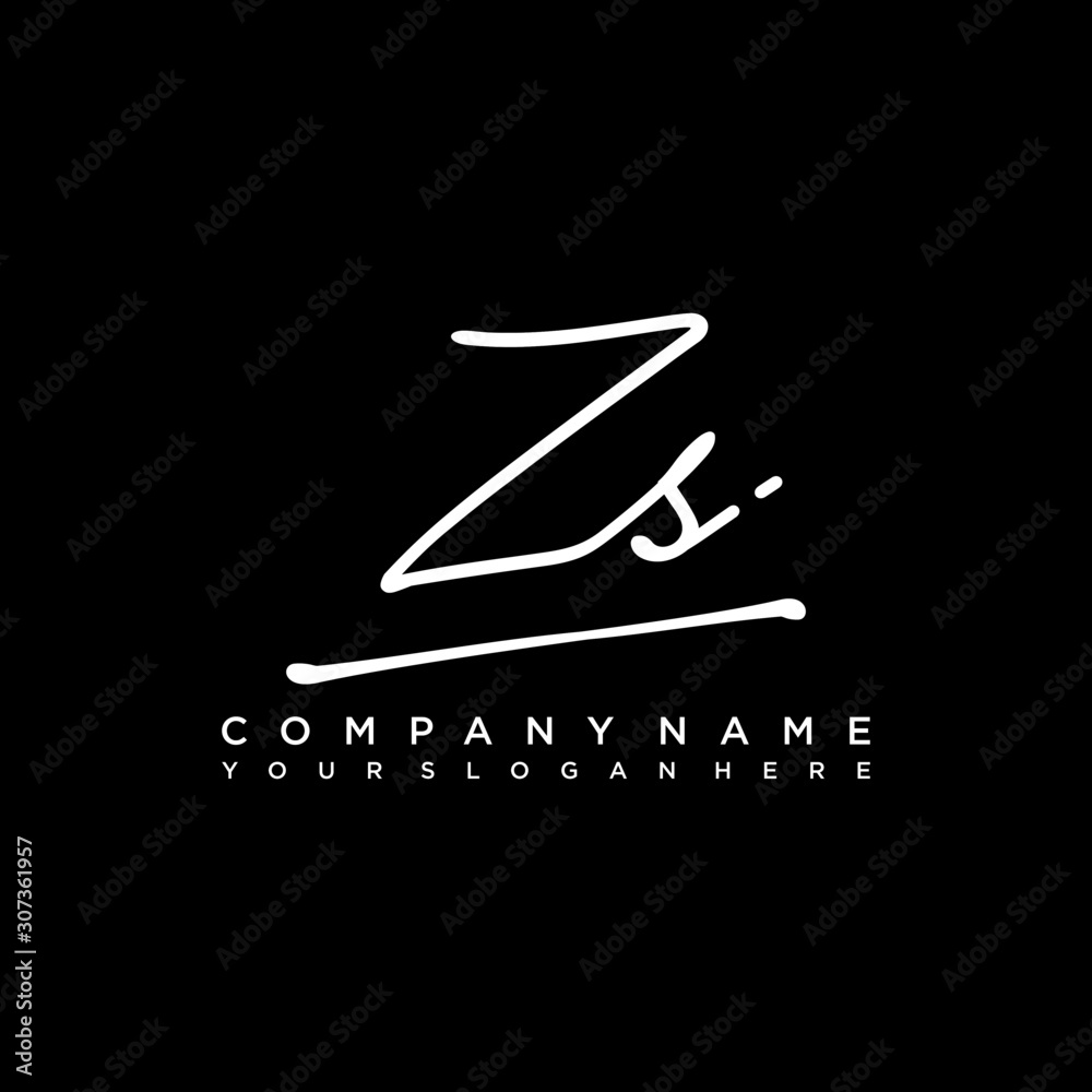 ZS initials signature logo. Handwriting logo vector templates. Hand drawn Calligraphy lettering Vector illustration.