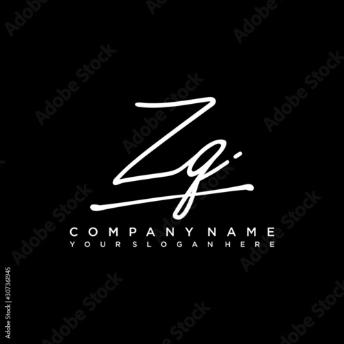 ZQ initials signature logo. Handwriting logo vector templates. Hand drawn Calligraphy lettering Vector illustration.