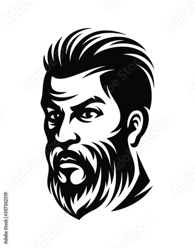 hairstyle Man with beard vecto illustration