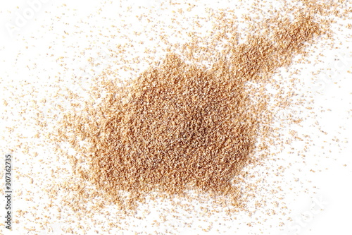 Spelt bran, flour isolated on white background, top view