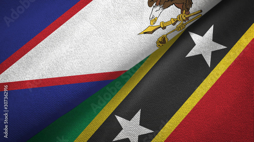 American Samoa and Saint Kitts and Nevis two flags textile cloth, fabric texture