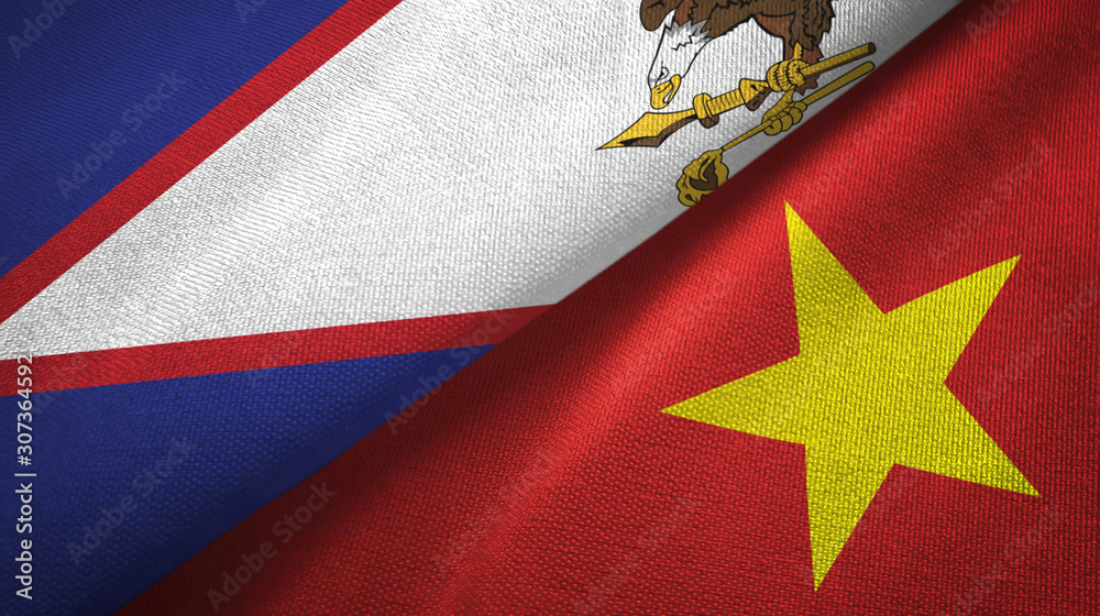 American Samoa and Vietnam two flags textile cloth, fabric texture American Samoa and Vietnam two flags textile cloth, fabric texture