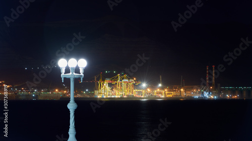 oil refinery at night