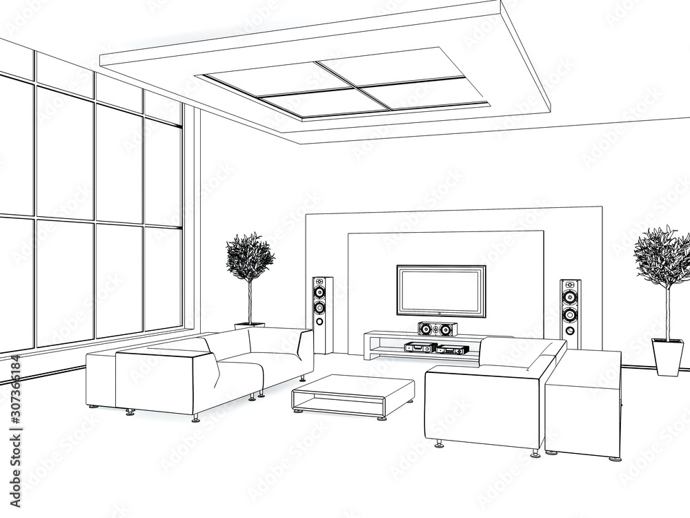 Black And White Drawing Of A Room Coloring Page Outline Sketch Vector  Living Room Drawing Living Room Outline Living Room Sketch PNG and Vector  with Transparent Background for Free Download