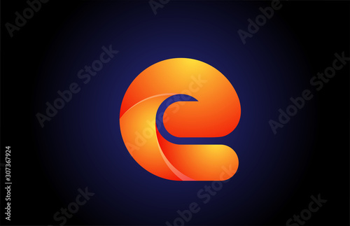 orange blue gradient logo e alphabet letter design icon for company