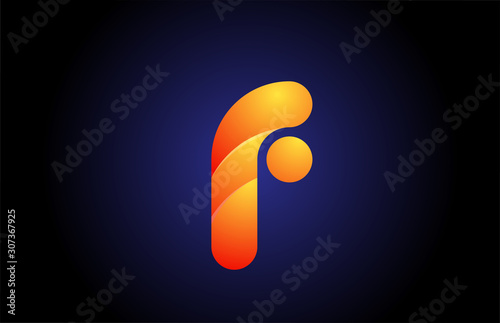 orange blue gradient logo f alphabet letter design icon for company