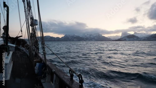 Traditional Sailing Vessel Cruising along the Norwegian Coast photo