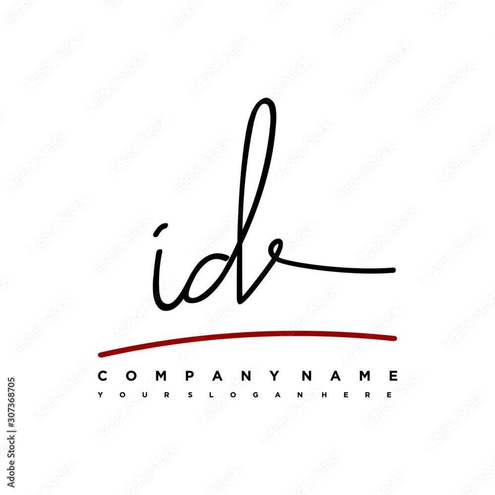 ID signature initials. Handwritten logo vector template with red underline. Hand drawn Calligraphy lettering Vector illustration. ID signature initials. Handwritten logo vector template with red underline. Hand drawn Calligraphy lettering Vector illustration.