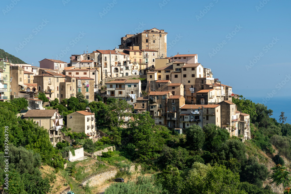 Panoramic view of Pisciotta, Southern Italy