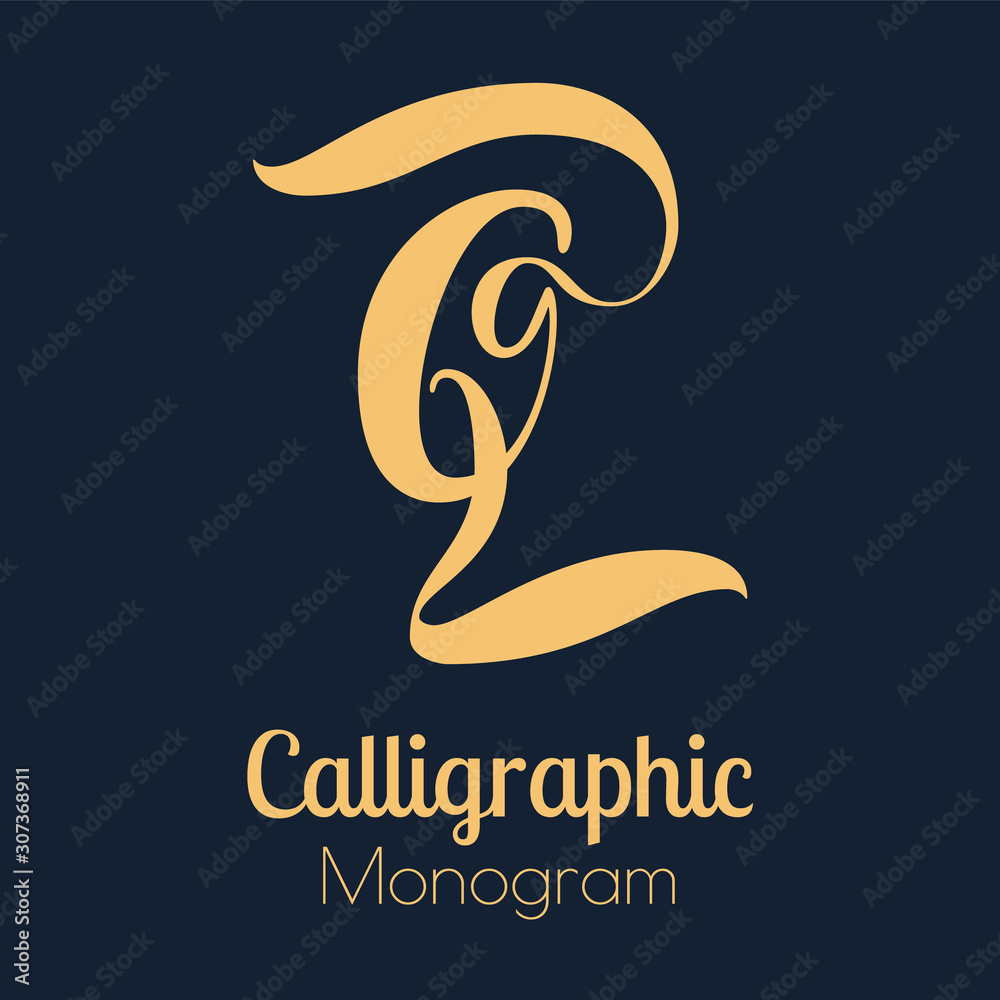 Obraz premium Brush lettering Q monogram design