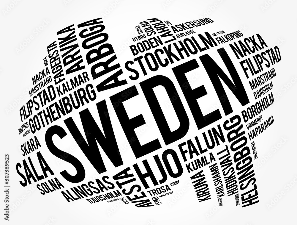 List of cities and towns in Sweden, word cloud collage, business and travel  concept background Stock Vector | Adobe Stock