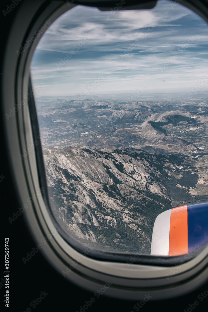 mountain view from the airplane window