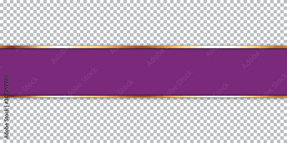 purple ribbon banner on transparent background