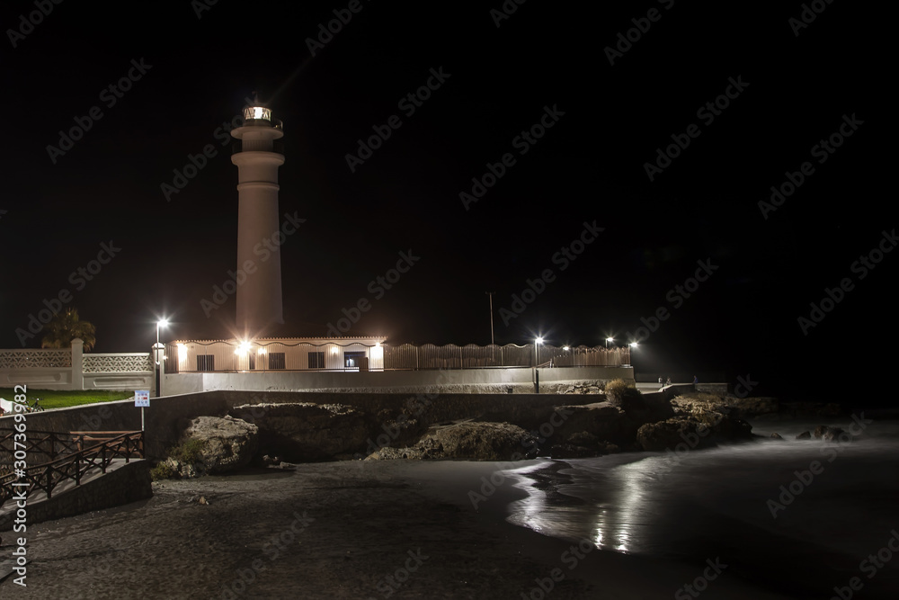  Torrox night lighthouse on the coast