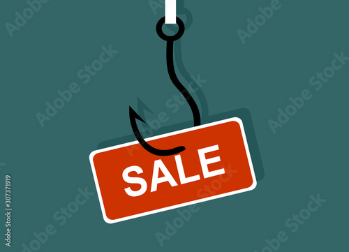 Sale on a hook. Illustration in flat style.