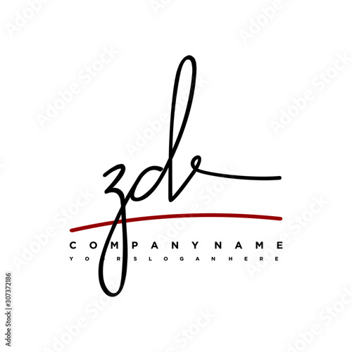 ZD initials signature logo. Handwritten vector logo template connected to a circle. Hand drawn Calligraphy lettering Vector illustration.