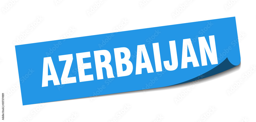 Azerbaijan sticker. Azerbaijan blue square peeler sign