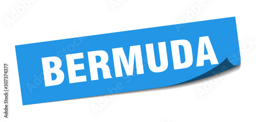 Bermuda sticker. Bermuda blue square peeler sign