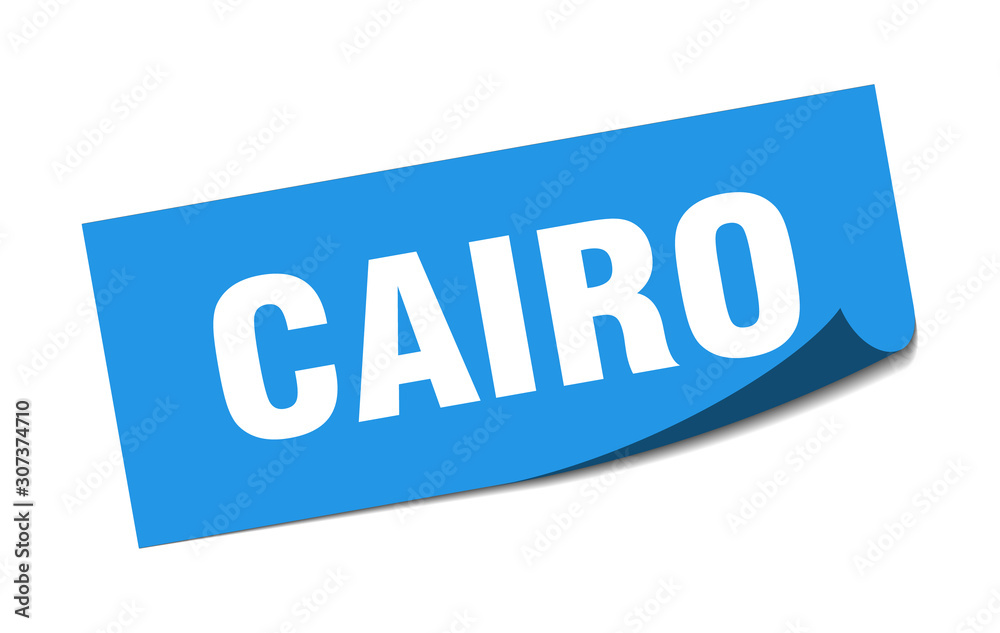 Cairo sticker. Cairo blue square peeler sign Cairo sticker. Cairo blue square peeler sign