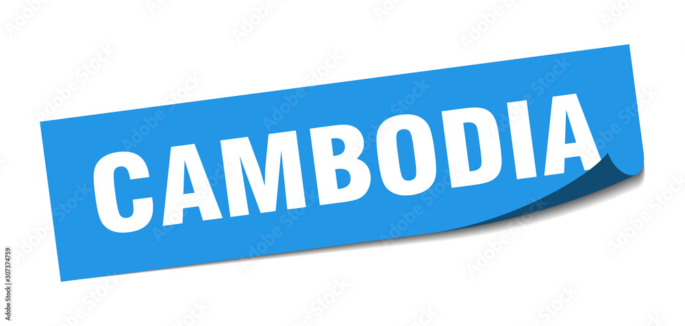 Cambodia sticker. Cambodia blue square peeler sign Cambodia sticker. Cambodia blue square peeler sign