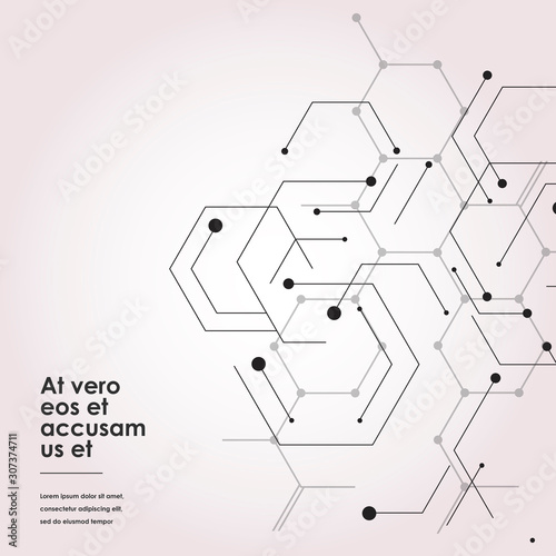 Modern connect molecular structure with hexagon vector elements