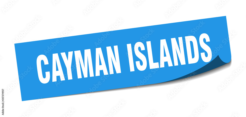Cayman Islands sticker. Cayman Islands blue square peeler sign