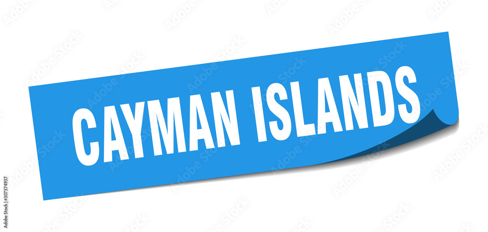 Cayman Islands sticker. Cayman Islands blue square peeler sign Cayman Islands sticker. Cayman Islands blue square peeler sign