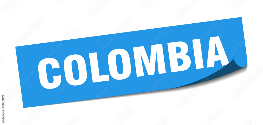 Colombia sticker. Colombia blue square peeler sign