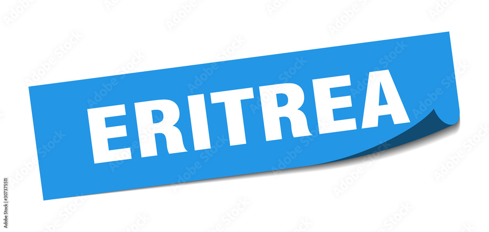Eritrea sticker. Eritrea blue square peeler sign Eritrea sticker. Eritrea blue square peeler sign