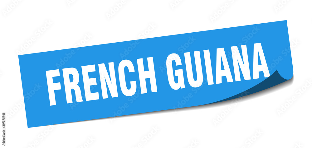 French Guiana sticker. French Guiana blue square peeler sign