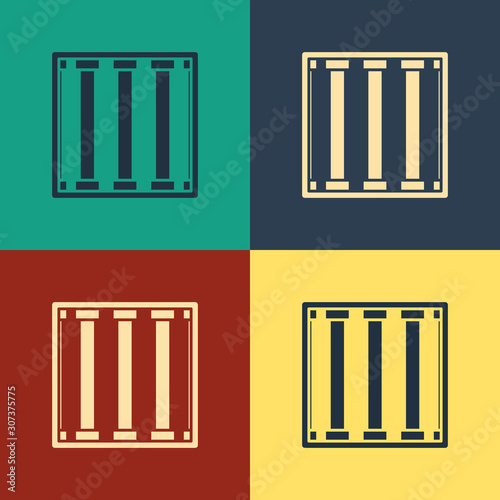 Color Prison window icon isolated on color background. Vintage style drawing. Vector Illustration