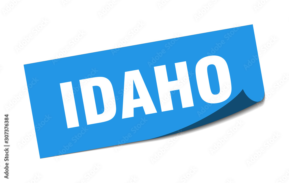 Idaho sticker. Idaho blue square peeler sign Idaho sticker. Idaho blue square peeler sign