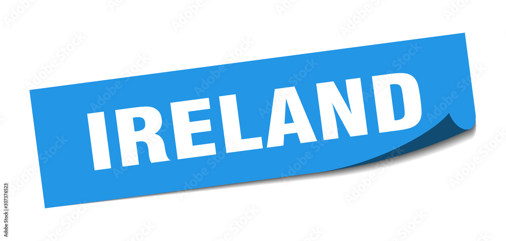 Ireland sticker. Ireland blue square peeler sign