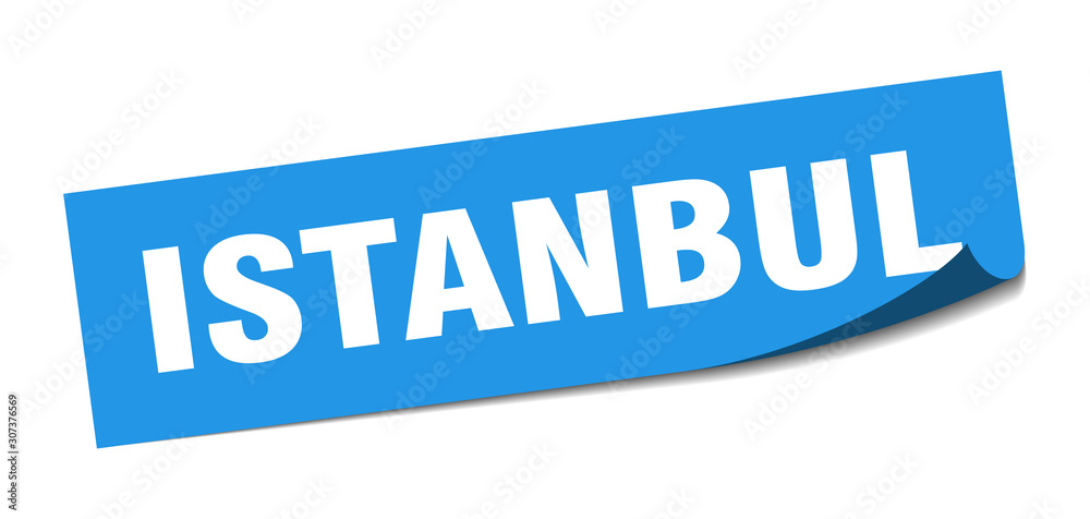 Istanbul sticker. Istanbul blue square peeler sign Istanbul sticker. Istanbul blue square peeler sign