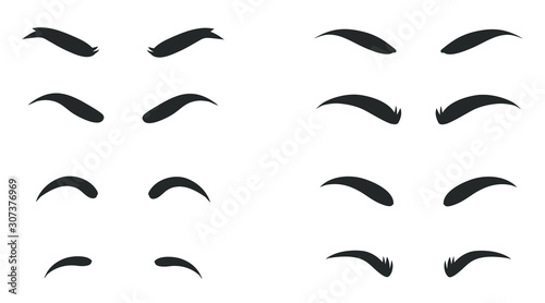 Eyebrows shapes Set. Eyebrow shapes. Various types of eyebrows. Makeup tips. Eyebrow shaping for women. Classic type and different thickness of brows.