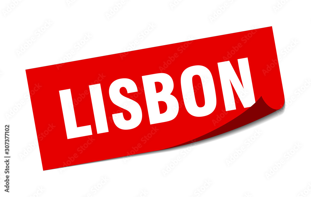 Lisbon sticker. Lisbon red square peeler sign Lisbon sticker. Lisbon red square peeler sign