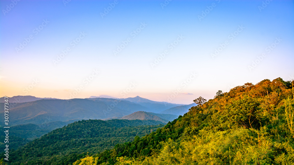 Mountains during sunset. Beautiful natural landscape.