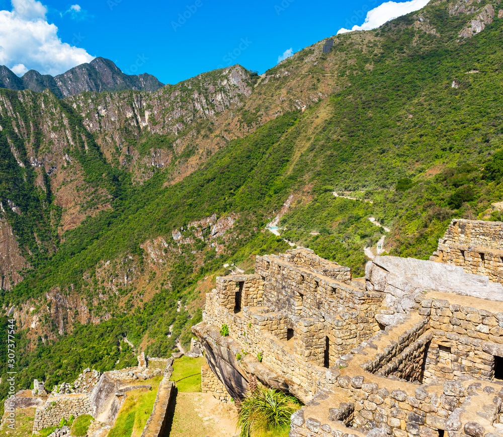 View of the ancient city of Machu Picchu, Peru.