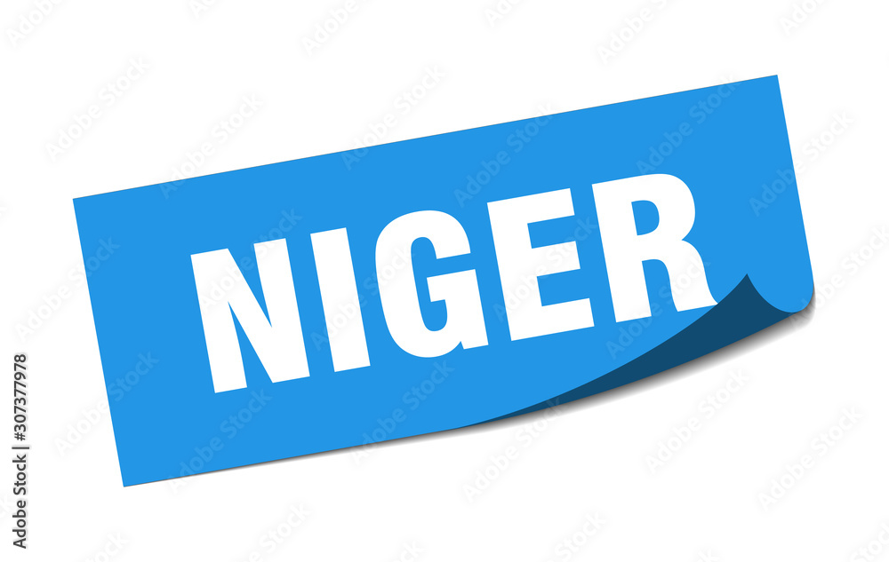 Niger sticker. Niger blue square peeler sign Niger sticker. Niger blue square peeler sign
