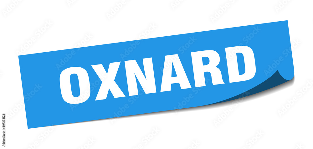 Oxnard sticker. Oxnard blue square peeler sign