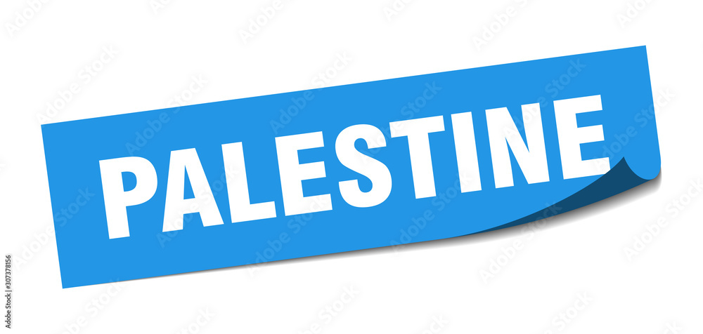Palestine sticker. Palestine blue square peeler sign