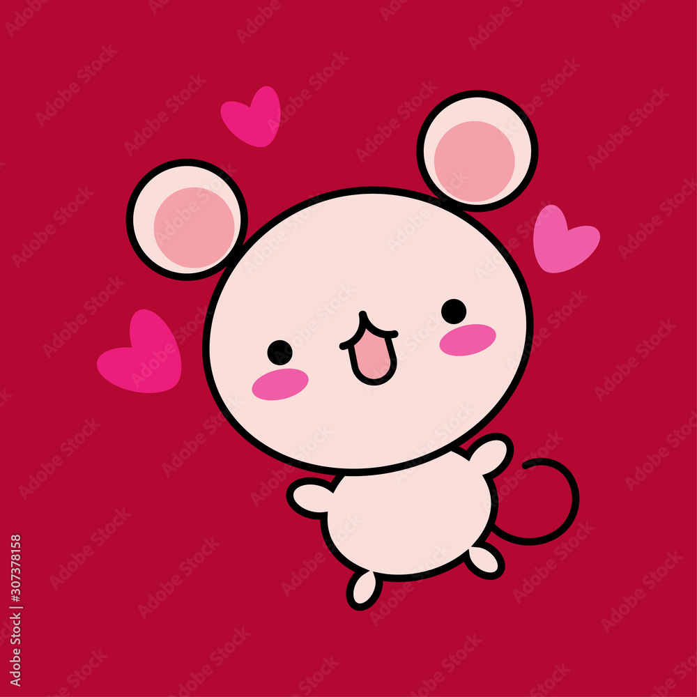 Cute Kawaii Mouse. Chinese symbol 2020 new year. Vector illustration for web design or print. Cute Kawaii Mouse. Chinese symbol 2020 new year. Vector illustration for web design or print.