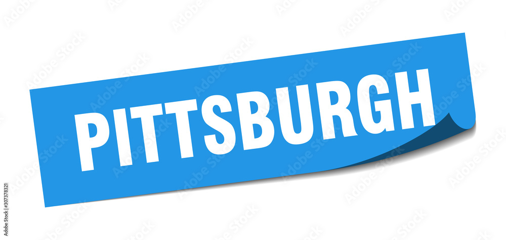 Pittsburgh sticker. Pittsburgh blue square peeler sign