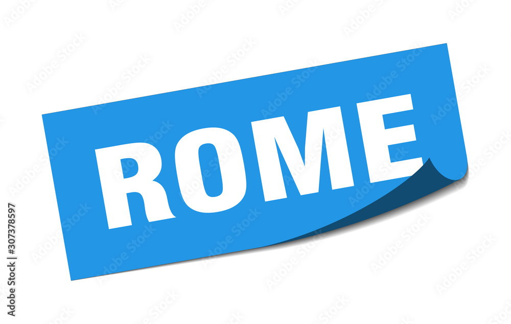Rome sticker. Rome blue square peeler sign Rome sticker. Rome blue square peeler sign