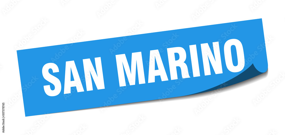 San Marino sticker. San Marino blue square peeler sign