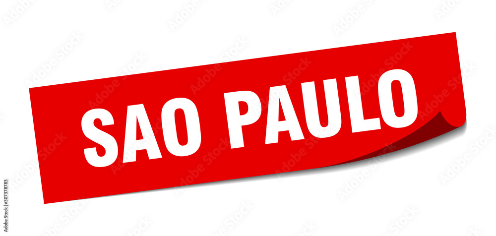 Sao Paulo sticker. Sao Paulo red square peeler sign Sao Paulo sticker. Sao Paulo red square peeler sign