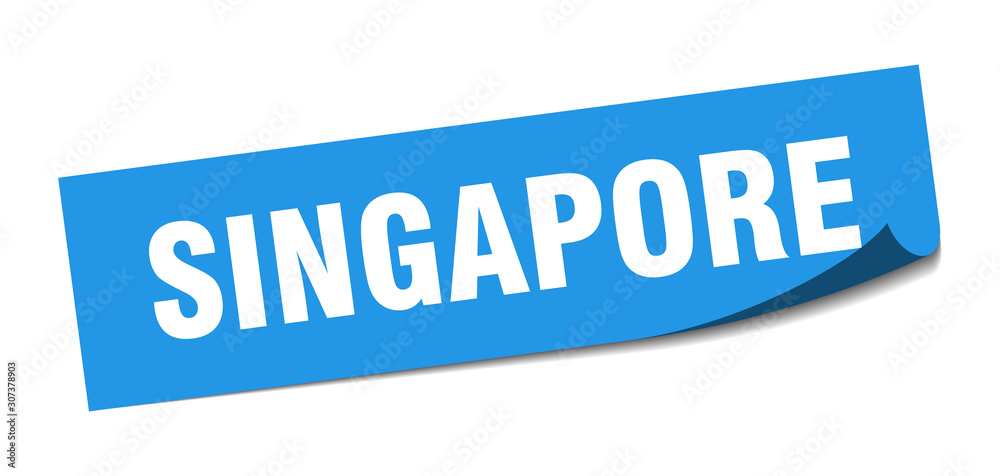 Singapore sticker. Singapore blue square peeler sign Singapore sticker. Singapore blue square peeler sign